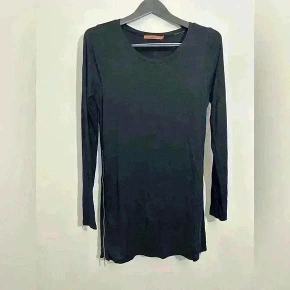 Belldini Dress Womens Medium Round Neck Long Sleeve Zip Sides Soft Black Viscose - Picture 1 of 7